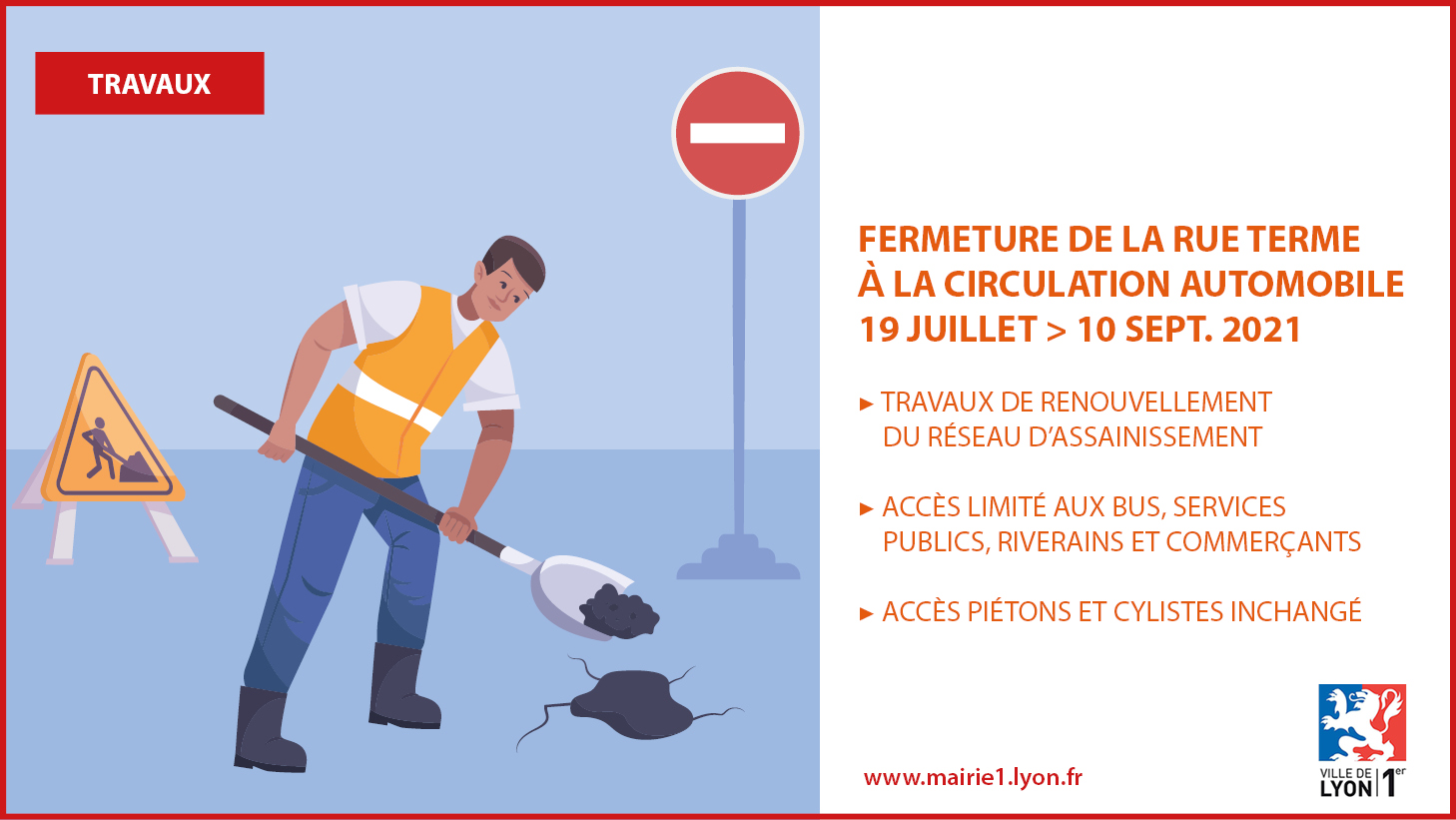 visuel paysage travaux assainissement rue Terme été 2021